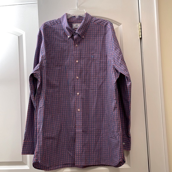 Southern Tide Men’s Cotton Button Down Sports Shirt. Blue/Red Plaid. XL. EUC. - Picture 8 of 8